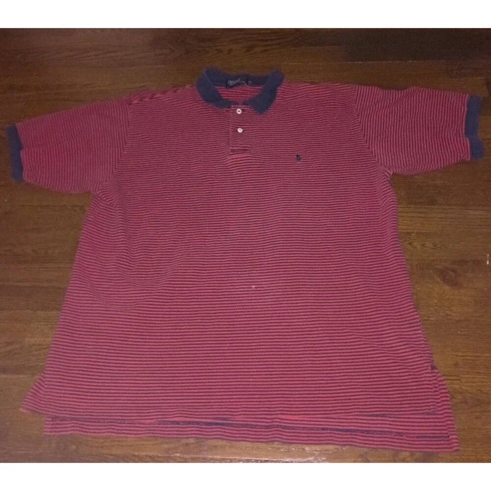 Vintage Polo Ralph Lauren Polo Shirt Mens XXL 2XL Striped Blue Red Small Pony